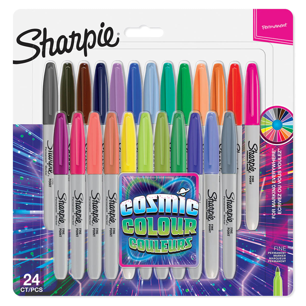 Sharpie Cosmic Colors Fine Point Permanent Markers Pack of 24