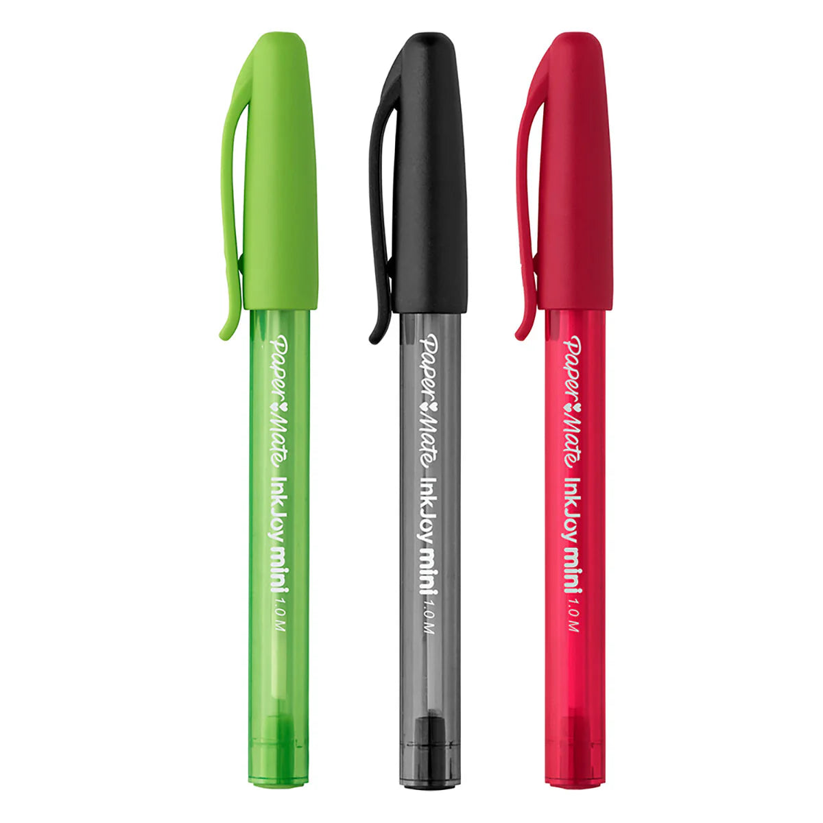 Paper Mate InkJoy Mini Ballpoint Pens Medium 1 Black 1 Red and 1 Lime